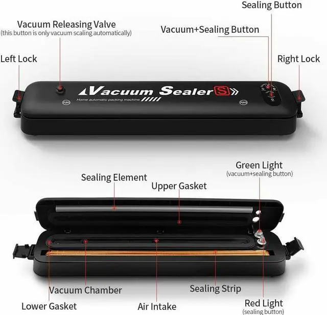 Alt view image 5 of 7 - Vacuum Sealer Machine For Food Preservation Storage Saver Automatic With 5pcs Seal Bags