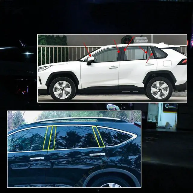 Alt view image 2 of 6 - 10 pcs Glossy Piano Black Pillar Posts Tint Overlay Panel Trim Side Door Window Cover For 2019 2020 2021 2022 Toyota RAV4