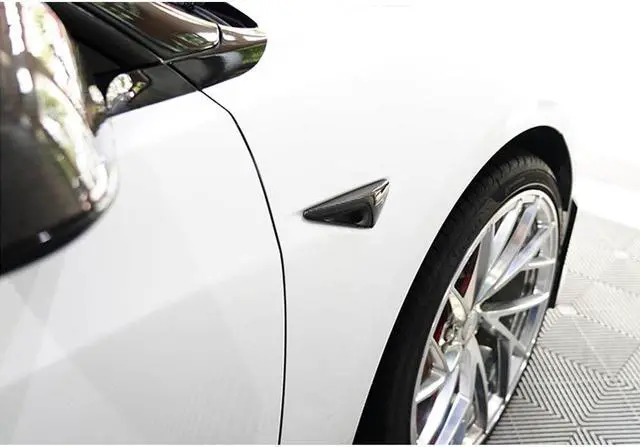 Alt view image 3 of 5 - For Tesla Model  S 3 X Y Side Camera Turn Signal Cover Protection Decoration Trim Accessories Glossy Carbon Fiber Pattern