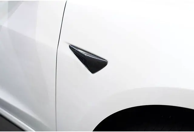Alt view image 4 of 5 - For Tesla Model  S 3 X Y Side Camera Turn Signal Cover Protection Decoration Trim Accessories Glossy Carbon Fiber Pattern