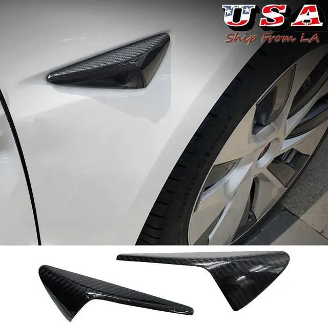 Main image of For Tesla Model  S 3 X Y Side Camera Turn Signal Cover Protection Decoration Trim Accessories Glossy Carbon Fiber Pattern