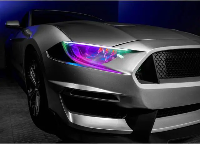 Alt view image 7 of 7 - Headlight Strip Lights RGB Flexible Slim Sequential Flexible LED DRL Turn Signal for Ford Mustang