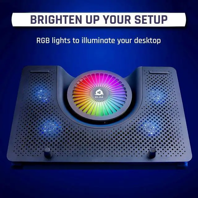 Alt view image 2 of 7 - Laptop Cooling Pad Metal Phone Stand w/RGB Background Lighting for 11"-19" Gaming Laptop Notebooks
