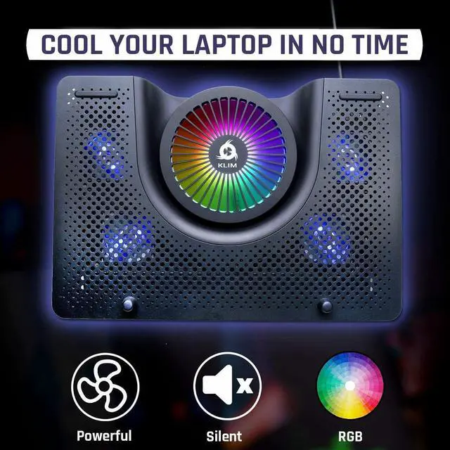 Alt view image 3 of 7 - Laptop Cooling Pad Metal Phone Stand w/RGB Background Lighting for 11"-19" Gaming Laptop Notebooks