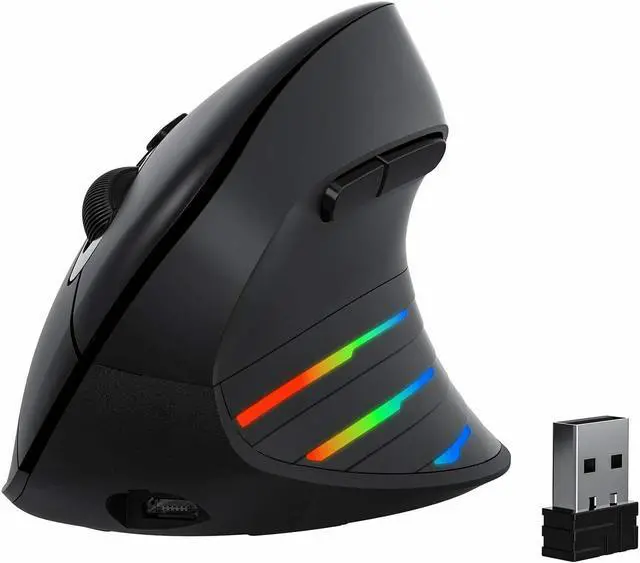 Alt view image 7 of 7 - Rechargeable Ergonomic Mouse Vertical Wireless 2.4GHz 2400DPI Bluetooth Mouse for Laptop, Tablet, PC, Mac, Windows 7/8/10, Android iOS
