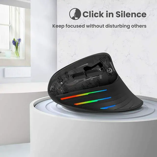 Alt view image 2 of 7 - Rechargeable Ergonomic Mouse Vertical Wireless 2.4GHz 2400DPI Bluetooth Mouse for Laptop, Tablet, PC, Mac, Windows 7/8/10, Android iOS