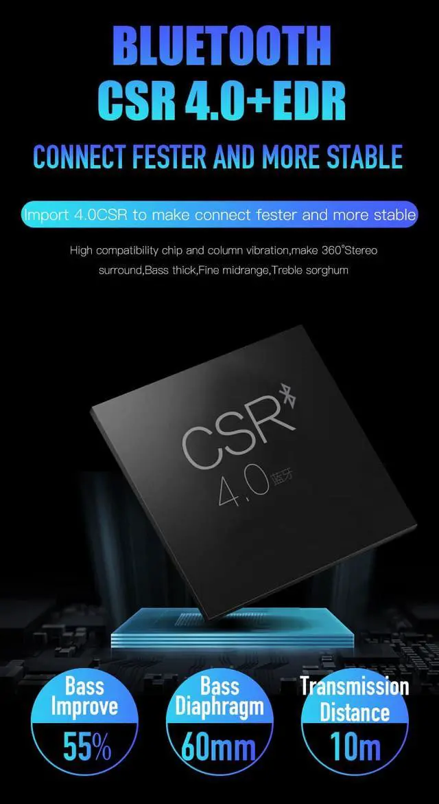 Alt view image 4 of 7 - Adin 26W Wireless Bluetooth Speaker NFC Bass Audio Vibration Speaker Touch Subwoofer Hands Free with Microphone Bluetooth 4.0