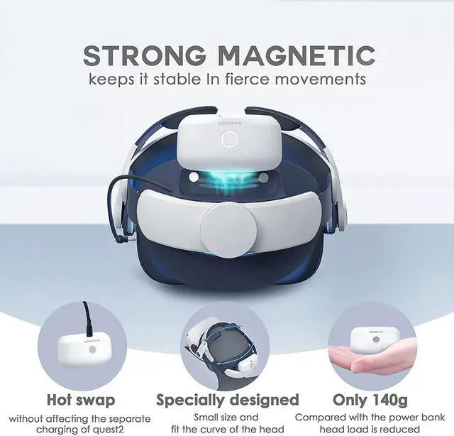 Alt view image 2 of 14 - BOBOVR M2 Plus Head Strap Twin Battery Combo Compatible with Meta Quest 2 VR Power Bank Charger Station/Dock with B2 Battey Pack