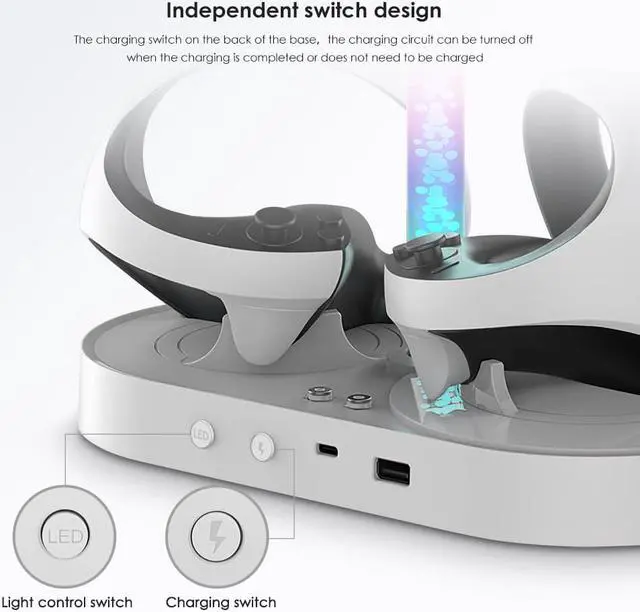 Alt view image 5 of 7 - PS VR2 magnetic rainbow charging stand can be stored glasses headphones PSVR2 handle seat charger with dazzling RGB lights