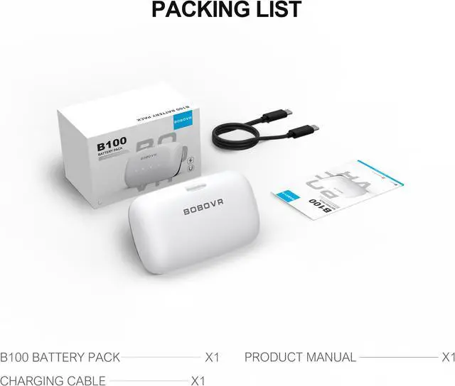 Alt view image 5 of 5 - BOBOVR B100 Battery Pack Replacement Battery for BOBOVR S3 Pro 10000mAh Hot-Swap Magnetic Battery Power Compatible Meta Quest 3S / 3