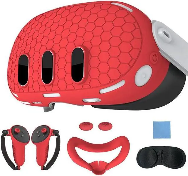 Alt view image 2 of 6 - SOVAWIN Silicone Protective Cover Shell Case 7 IN 1 For Meta Quest 3 VR Headset Head Face Cover Eye Pad Handle Grip Button Cap Oculus VR White