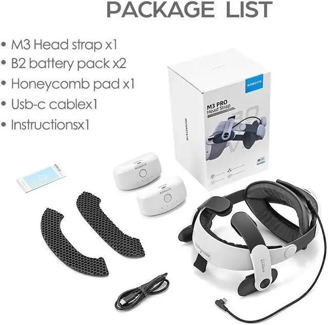 Alt view image 7 of 7 - BOBOVR M3 PRO Comfort Battery Head Strap Compatible with Meta Quest 3S / 3  Replacement of Elite Strap Enhanced Playtime and Support and Two 5200mAh Batteries