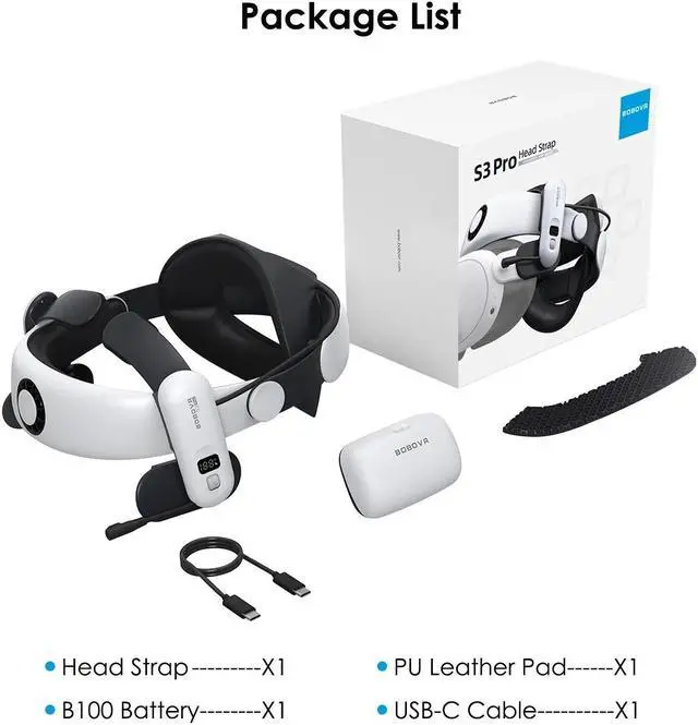 Alt view image 12 of 12 - BOBOVR S3 Pro Super Strap Compatible with Meta Quest 3 with Head Air Conditioning 10000mah Brand New Battery System VR Accessory