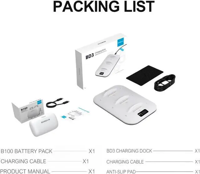 Alt view image 7 of 7 - BOBOVR BD3 30W Super Charger Dock and One BOBOVR B100 10000mAh Battery