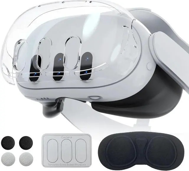 Main image of SOVAWIN For Meta Quest 3 Head Protective Case Q3 Host Crystal Case Lens Caps Tempered Film Rocker Cap Set
