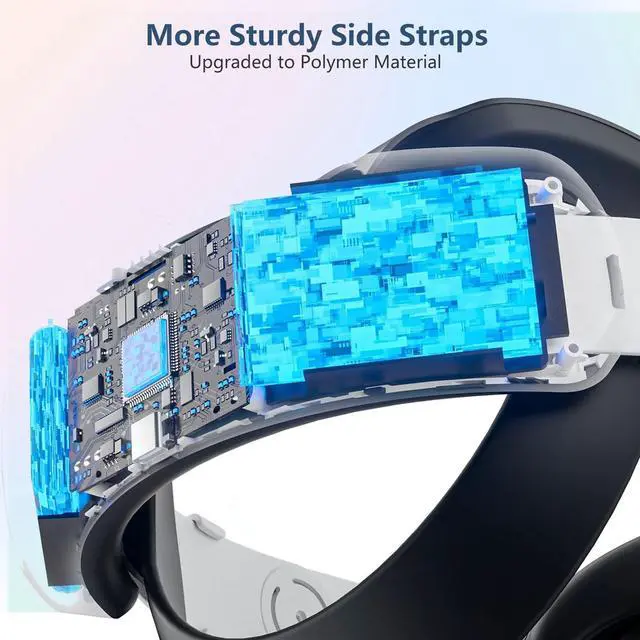 Alt view image 7 of 7 - Adjustable RGB Elite Head for Meta Quest 3S with Built-in 12000mAh Battery Headband for Oculus Quest 3S Accessories White