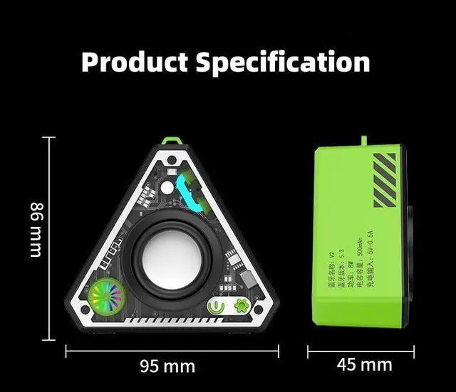 Alt view image 7 of 7 - SOVAWIN Bluetooth 5.3 Colorful LED Portable Triangle Mech Speaker with Carrying Handle Orange