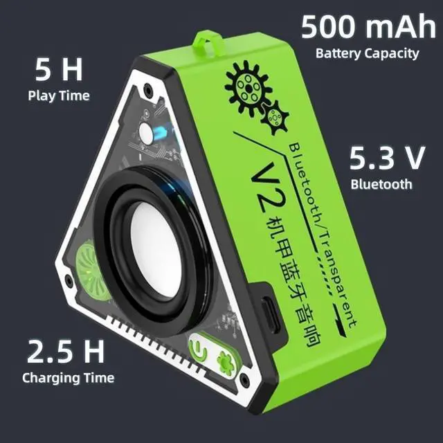 Alt view image 5 of 7 - SOVAWIN Bluetooth 5.3 Colorful LED Portable Triangle Mech Speaker with Carrying Handle Orange