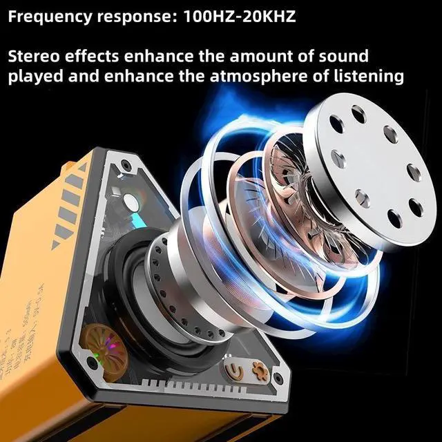 Alt view image 3 of 7 - SOVAWIN Bluetooth 5.3 Colorful LED Portable Triangle Mech Speaker with Carrying Handle Orange