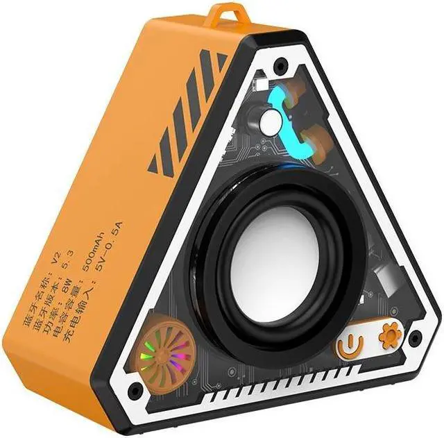 Main image of SOVAWIN Bluetooth 5.3 Colorful LED Portable Triangle Mech Speaker with Carrying Handle Orange