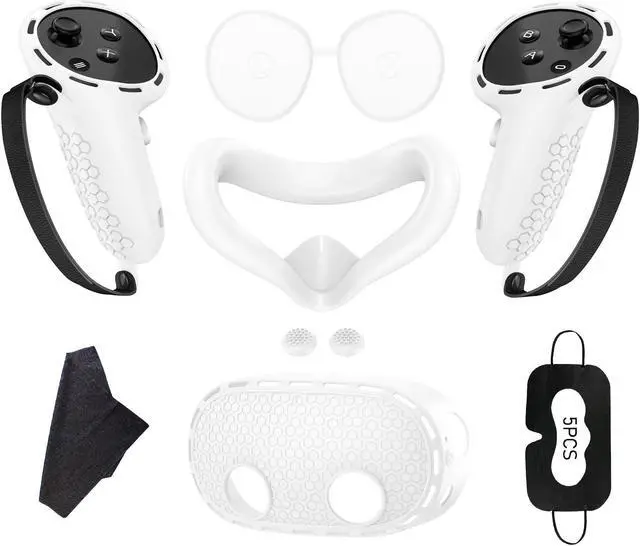 Main image of SOVAWIN Silicone Protective Cover Shell Case 7 IN 1 For Meta Quest 3S VR Headset White