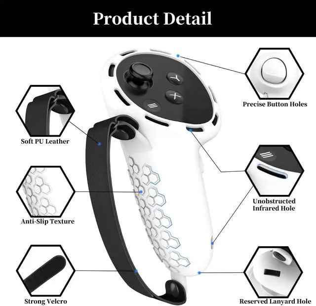 Alt view image 5 of 7 - SOVAWIN Silicone Protective Cover Shell Case 7 IN 1 For Meta Quest 3S VR Headset White