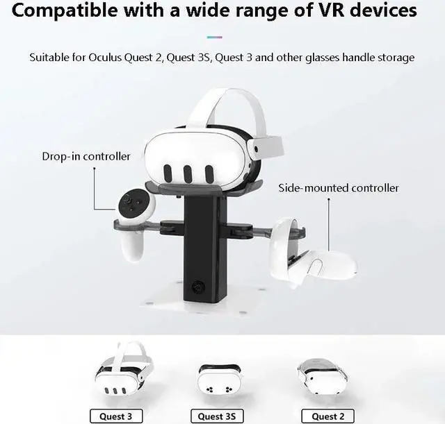 Alt view image 2 of 6 - SOVAWIN Multifunctional Charger station & Storage Stand for Meta Quest 3S/3/2 VR with RGB Lighting Effects - Adjustable Modes