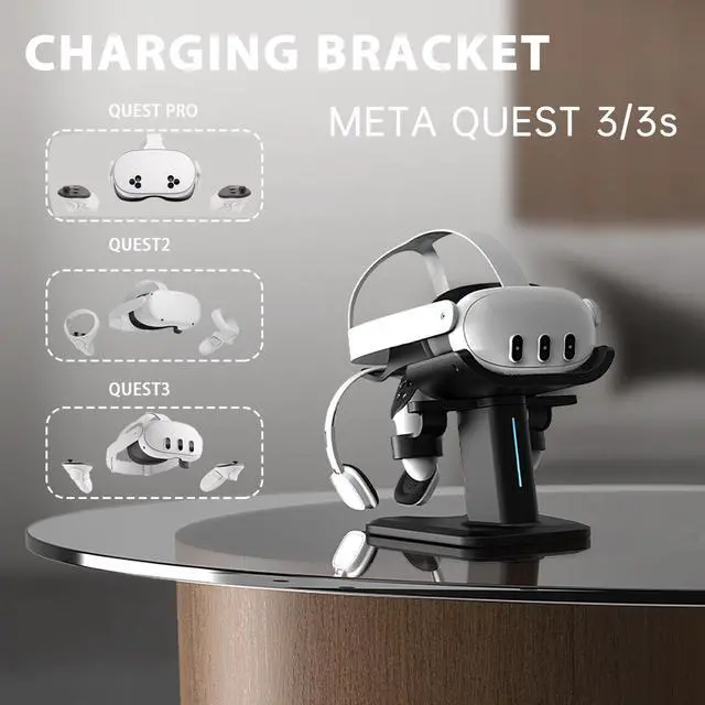 Alt view image 3 of 7 - SOVAWIN Compatible with Meta Quest 3S/3/2 Charging Stand Vision Pro Storage Stand RGB Light Controller VR Accessories