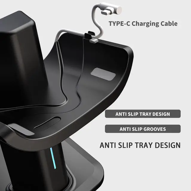 Alt view image 5 of 7 - SOVAWIN Compatible with Meta Quest 3S/3/2 Charging Stand Vision Pro Storage Stand RGB Light Controller VR Accessories