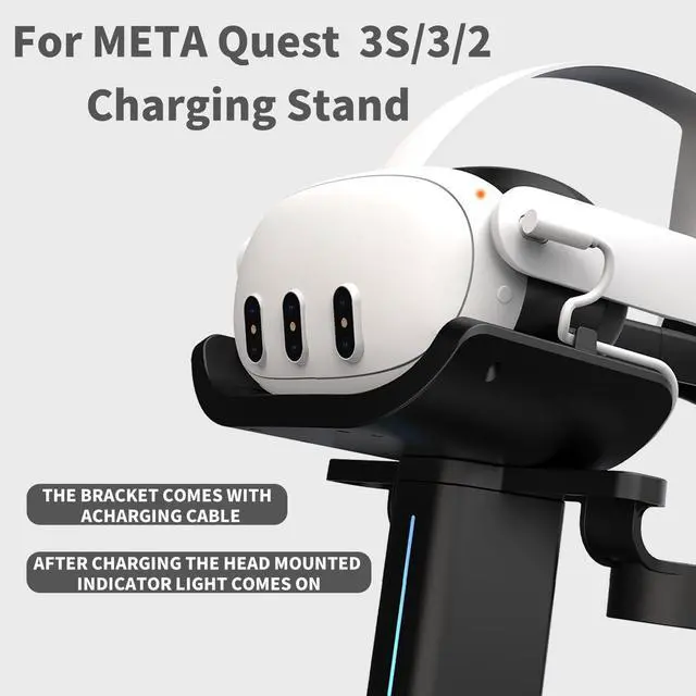 Alt view image 2 of 7 - SOVAWIN Compatible with Meta Quest 3S/3/2 Charging Stand Vision Pro Storage Stand RGB Light Controller VR Accessories