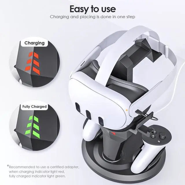 Alt view image 3 of 6 - SOVAWIN VR Charging Dock for Meta Oculus Quest 3S / Quest 3 Accessories Vertical Charge Stand Controller Holder VR Headset Display Base for Quest2