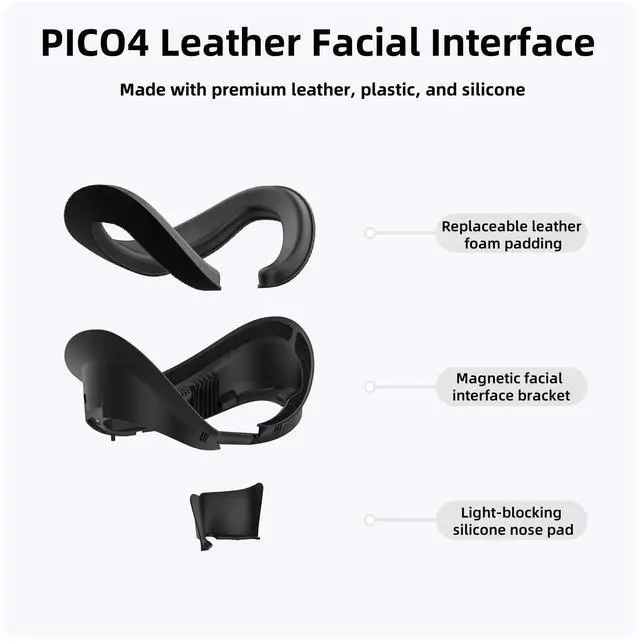 Alt view image 2 of 7 - For VR Face Interface Bracket Sponge Face Pad Replacement for Pico 4 / PICO 4 Ultra VR Headset Washable Sweat-Proof Leather Face Cover