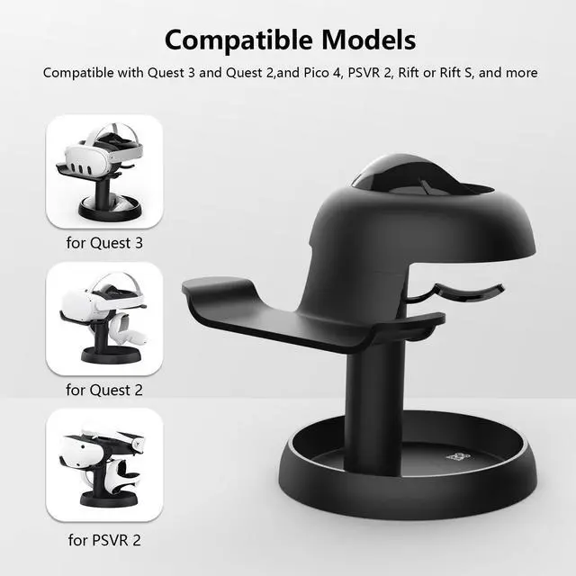 Alt view image 3 of 7 - For VR Stand Headset Display and Controller Holder Mount Station For Meta Quest 3 / Quest 3S / PICO 4 / PICO 4 Ultra Stand