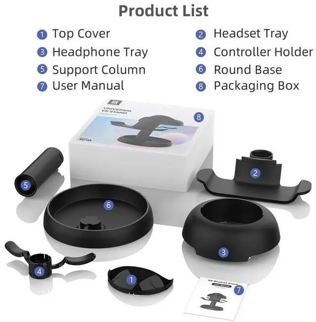 Alt view image 6 of 7 - For VR Stand Headset Display and Controller Holder Mount Station For Meta Quest 3 / Quest 3S / PICO 4 / PICO 4 Ultra Stand