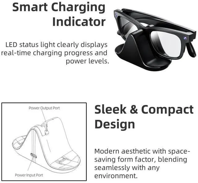 Alt view image 4 of 5 - SOVAWIN For Meta Wayfarer USB/Type-C Charging Cable wireless charging protection Fast charging for Ray-Ban Meta Smart Glasses Rayban AR