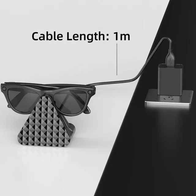 Alt view image 5 of 7 - Sovawin Compatible with Meta Wayfarer USB/Type-C wireless Fast charging for Wayfarer / Headliner/Skyler Smart Glasses / AR White