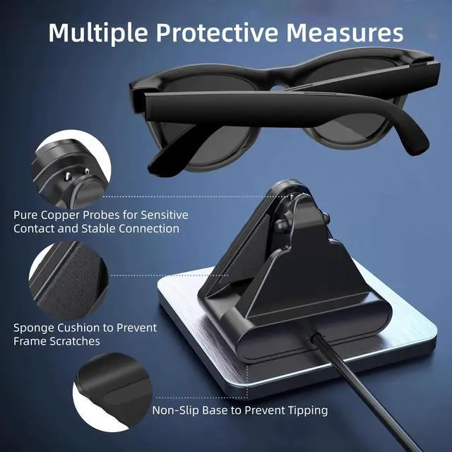 Alt view image 4 of 7 - Sovawin Compatible with Meta Wayfarer USB/Type-C wireless Fast charging for Wayfarer / Headliner/Skyler Smart Glasses / AR White