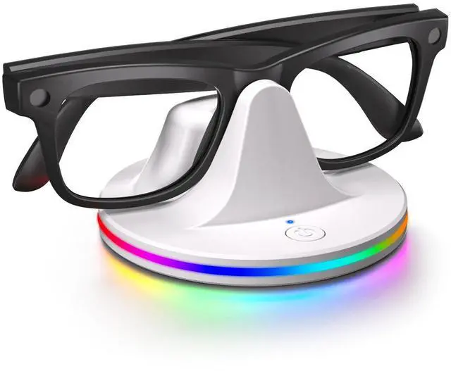 Main image of SOVAWIN Charging and Storage Stand for Meta Wayfarer & Rey-Ban Smart Glasses Compatible with AR Glasses 7-Color RGB Charging Base White