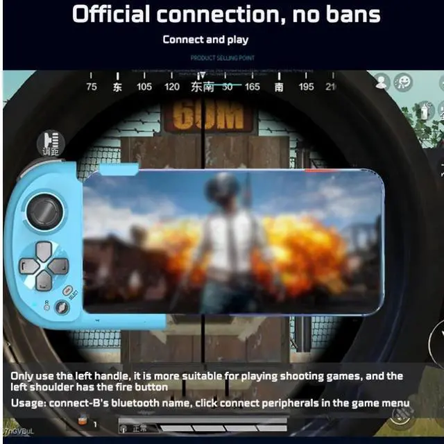 Alt view image 6 of 7 - Mocute 061 Wireless Gamepad Wireless Left Right Split Game Controller Bluetooth 4.2 Gaming Joystick for Android / iOS / PC, USB TYPE-C