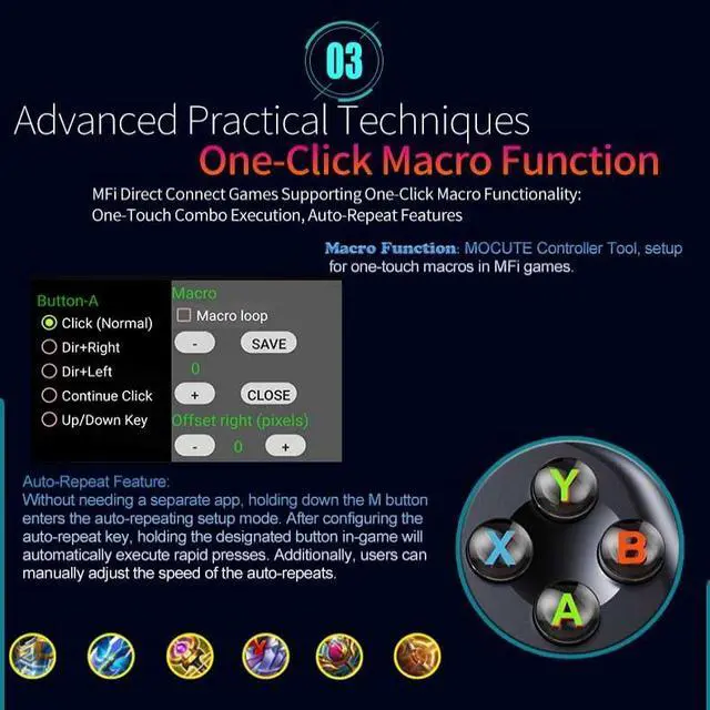 Alt view image 4 of 7 - Mocute-054M Wireless Bluetooth GamePad Ultra-Low Latency, Full Platform Domination, Bluetooth 5.3 Gaming Joystick for Android / IOS / PC, TYPE-C