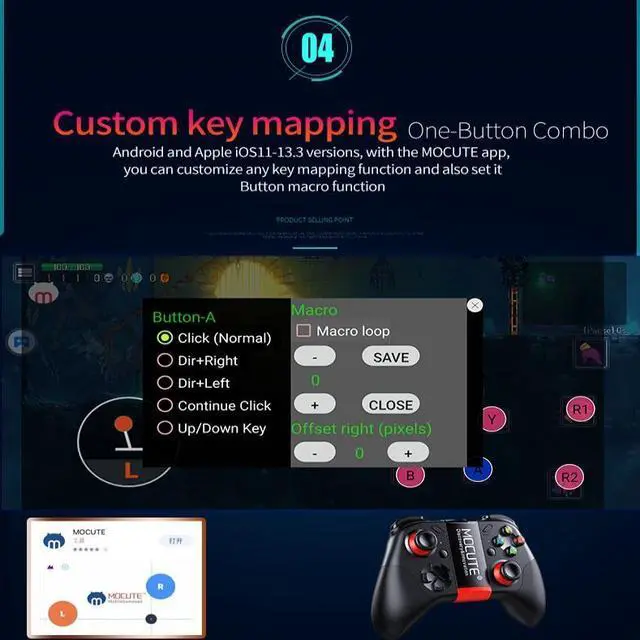 Alt view image 5 of 7 - Mocute-054M Wireless Bluetooth GamePad Ultra-Low Latency, Full Platform Domination, Bluetooth 5.3 Gaming Joystick for Android / IOS / PC, TYPE-C