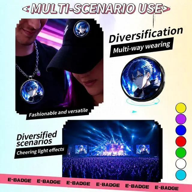 Alt view image 3 of 7 - SOVAWIN - Smart Electronic Badge Generic 1.5 Inch Round Screen Bluetooth 5.4 Long Lasting BW03,Applicable to anime, anime merchandise, concerts, idol-related products