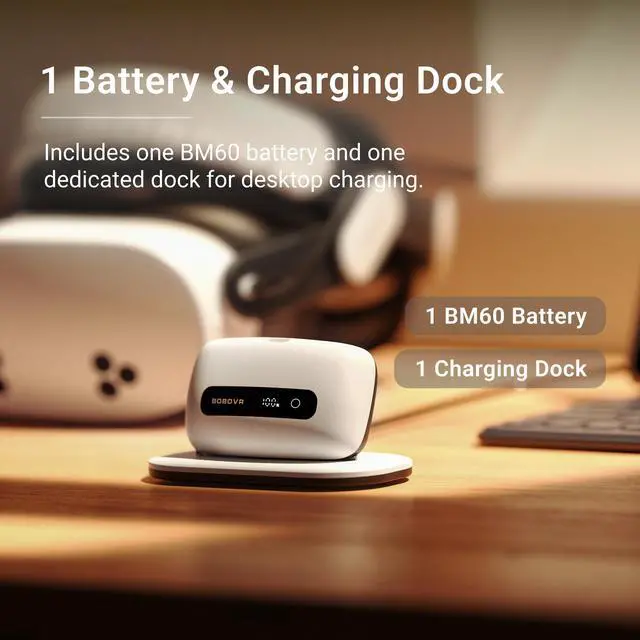 Alt view image 3 of 7 - BOBOVR BM60-1 - VR ONE Battery and Charging Dock Kit BOBOVR, 6500mAh, Magnetic Hot-Swap, for M3/M3 Pro+ BOBOVR Head Strap BM60-1