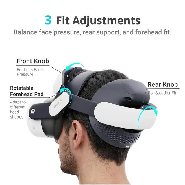 Alt view image 3 of 7 - BOBOVR M3 - VR Head Strap BOBOVR, for Meta Quest 3/3S, Dual-Mode Adjustable Fit, BM60 Battery Compatible