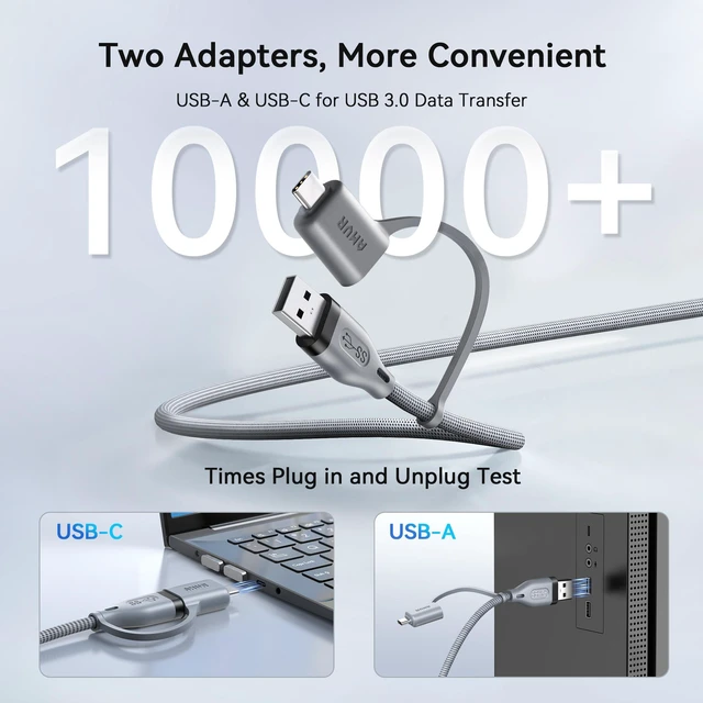 Alt view image 3 of 7 - AMVR 16FT VR Link Cable,5m USB 3.0 Braided Data Cable with USB-A to C Adapter, Compatible with Meta Quest/Pico 4 Accessories + PC/SteamVR