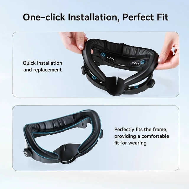 Alt view image 5 of 7 - AMVR FC4M Facial Interface with 2 Magnetic Replacement Cushions for Meta Quest 3, VR Accessories