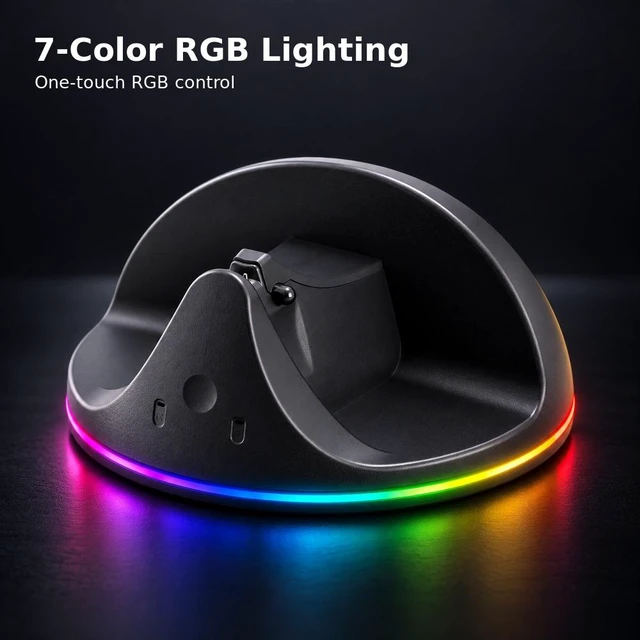 Alt view image 4 of 6 - SOVAWIN 2-in-1 Charging and Storage Stand for Meta Wayfarer & Rey-Ban Smart Glasses, 7-Color RGB Charging Base, Dual Charging for Glasses & Case, Magnetic Charging Case