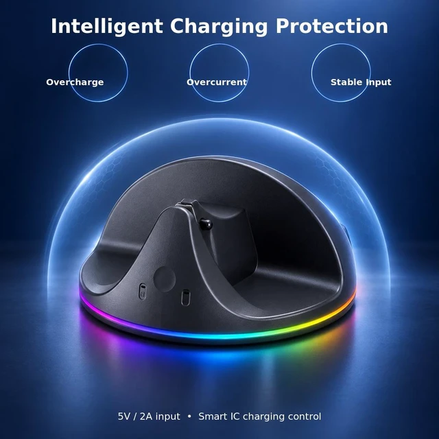 Alt view image 5 of 6 - SOVAWIN 2-in-1 Charging and Storage Stand for Meta Wayfarer & Rey-Ban Smart Glasses, 7-Color RGB Charging Base, Dual Charging for Glasses & Case, Magnetic Charging Case