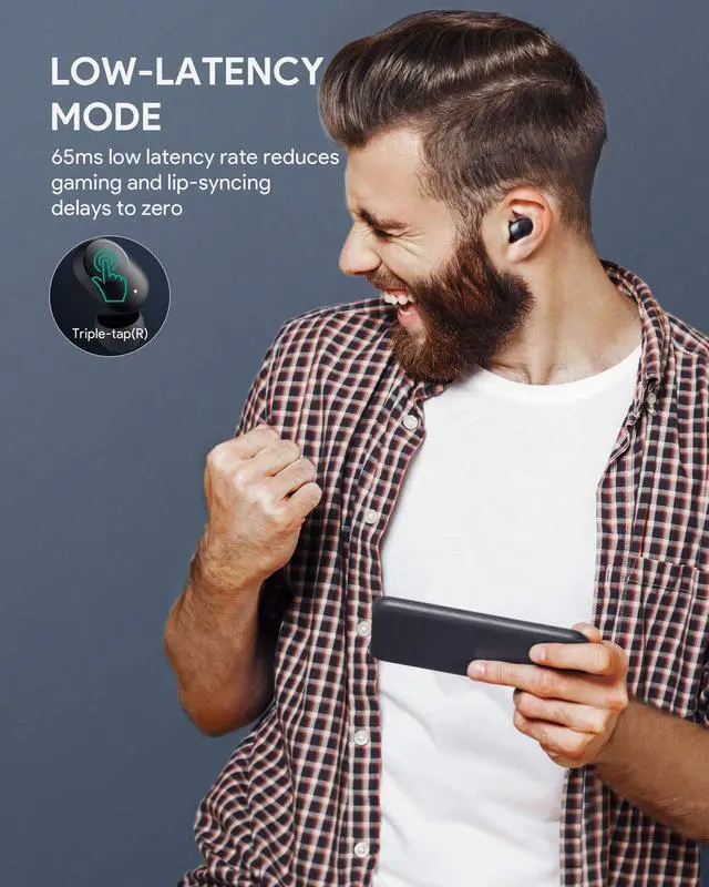 Alt view image 7 of 7 - AUKEY True Wireless Stereo Earbuds Bluetooth 5.0 Earphones with Wireless and USB C Charging Case In-Ear 30H Playtime IPX5 Water Resistance Low Latency Earphones for iPhone Android Black EP-T31