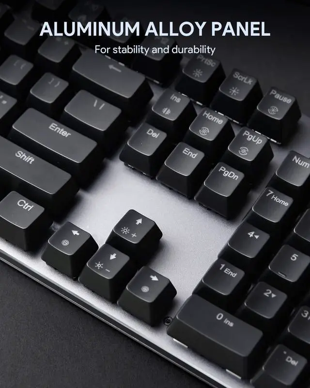 Alt view image 6 of 6 - AUKEY Mechanical Gaming Keyboard with Customizable RGB Backlight, Tactile & Clicky Blue Switches, 104-Key Anti-Ghosting Wired Keyboard with Surround Lighting, Steel Body for PC and Laptop KM-G12